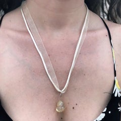 Citrine Necklace, Raw Citrine Nugget Pendant  by nlanlaVictory