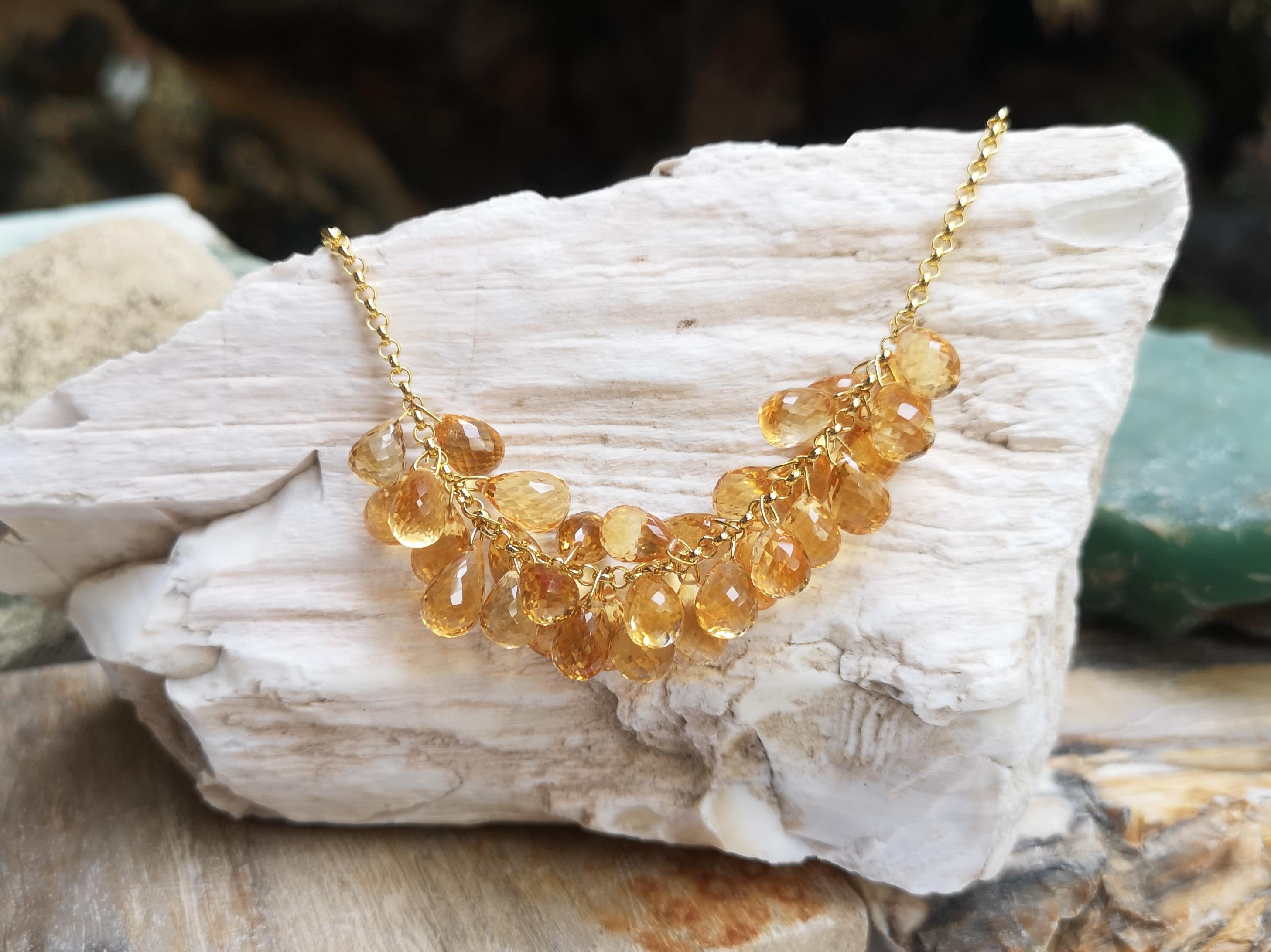 Contemporaneo Collana di citrini con montatura in oro 18 carati in vendita