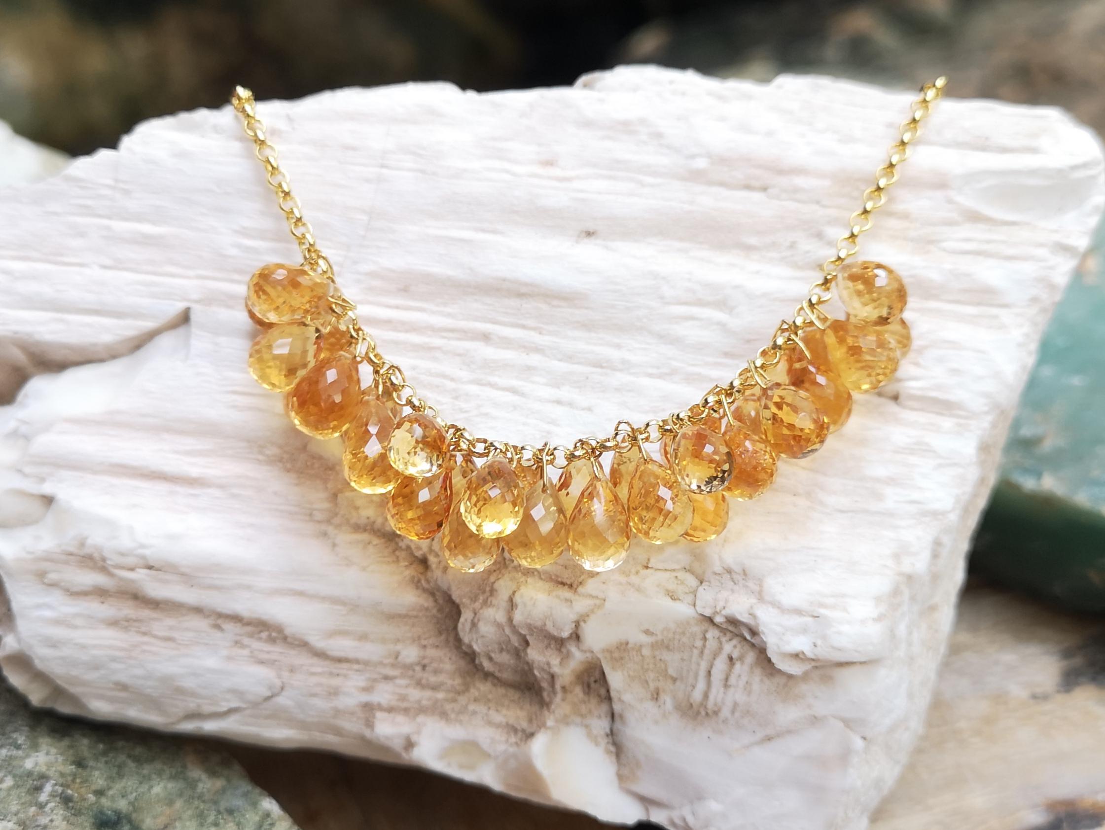 Collana di citrini con montatura in oro 18 carati In condizioni Nuovo in vendita a Bangkok, TH