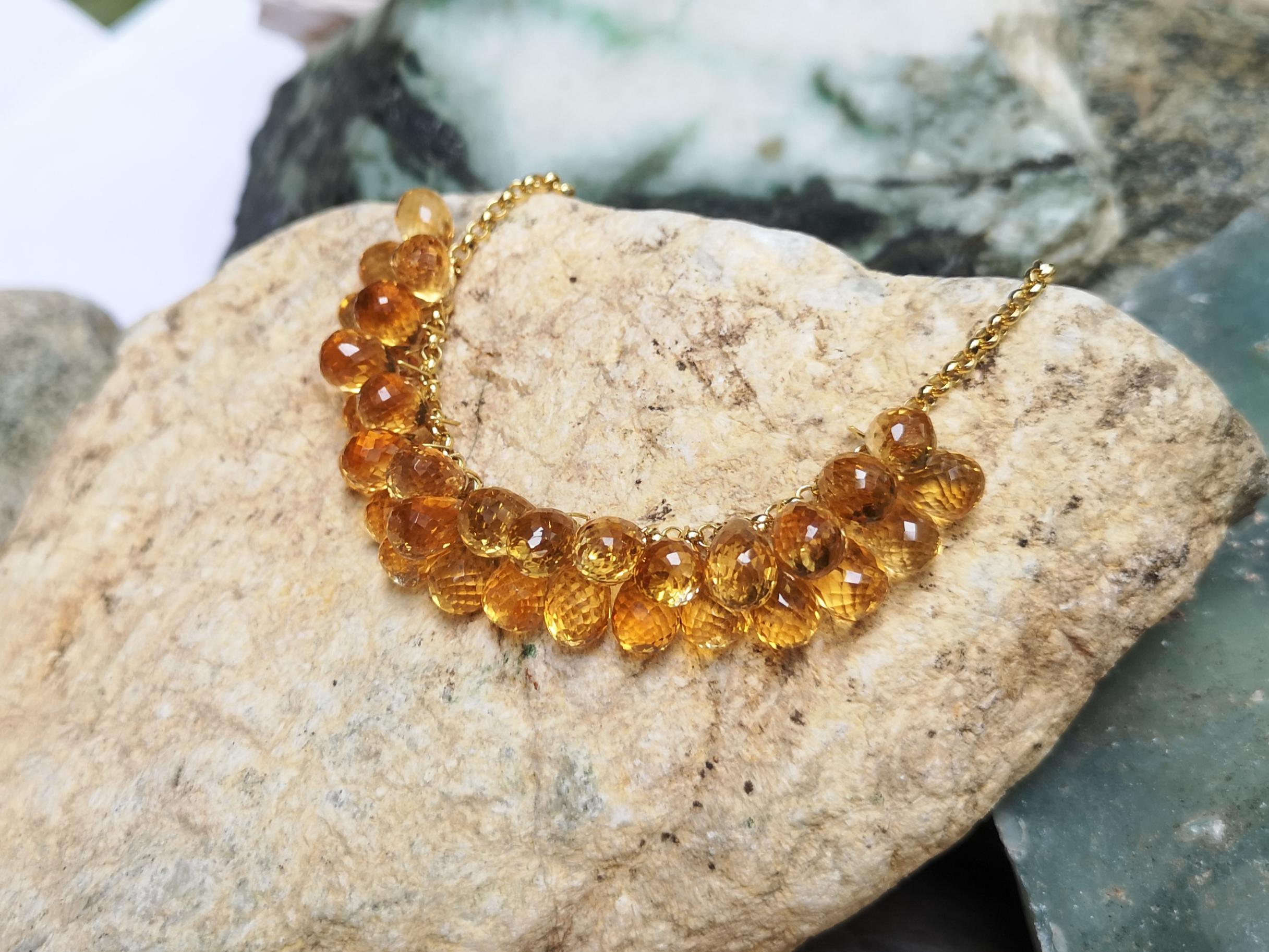 Collana di citrini con montatura in oro 18 carati in vendita 3