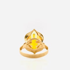 Citrine on Yellow Gold Retro Ring, circa 1970s
