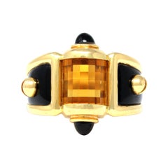 Citrine 
Onyx Cocktail Ring Set in 18k Yellow Gold