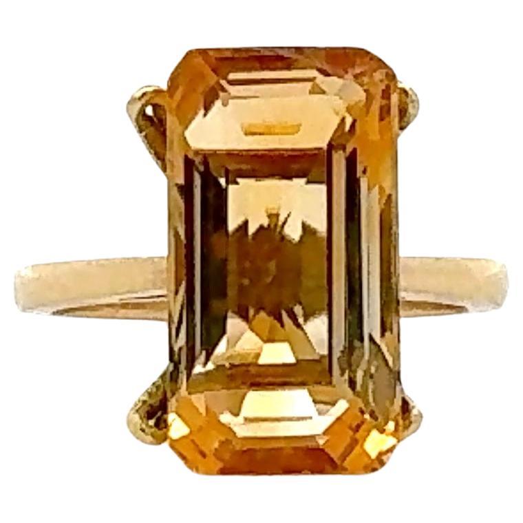 Bague cocktail en or jaune 9 carats avec citrine orange