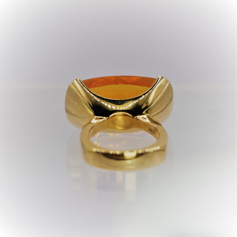 Citrine Orange Rectangular Cut Statement Ring in 18Kt Yellow Gold with ...