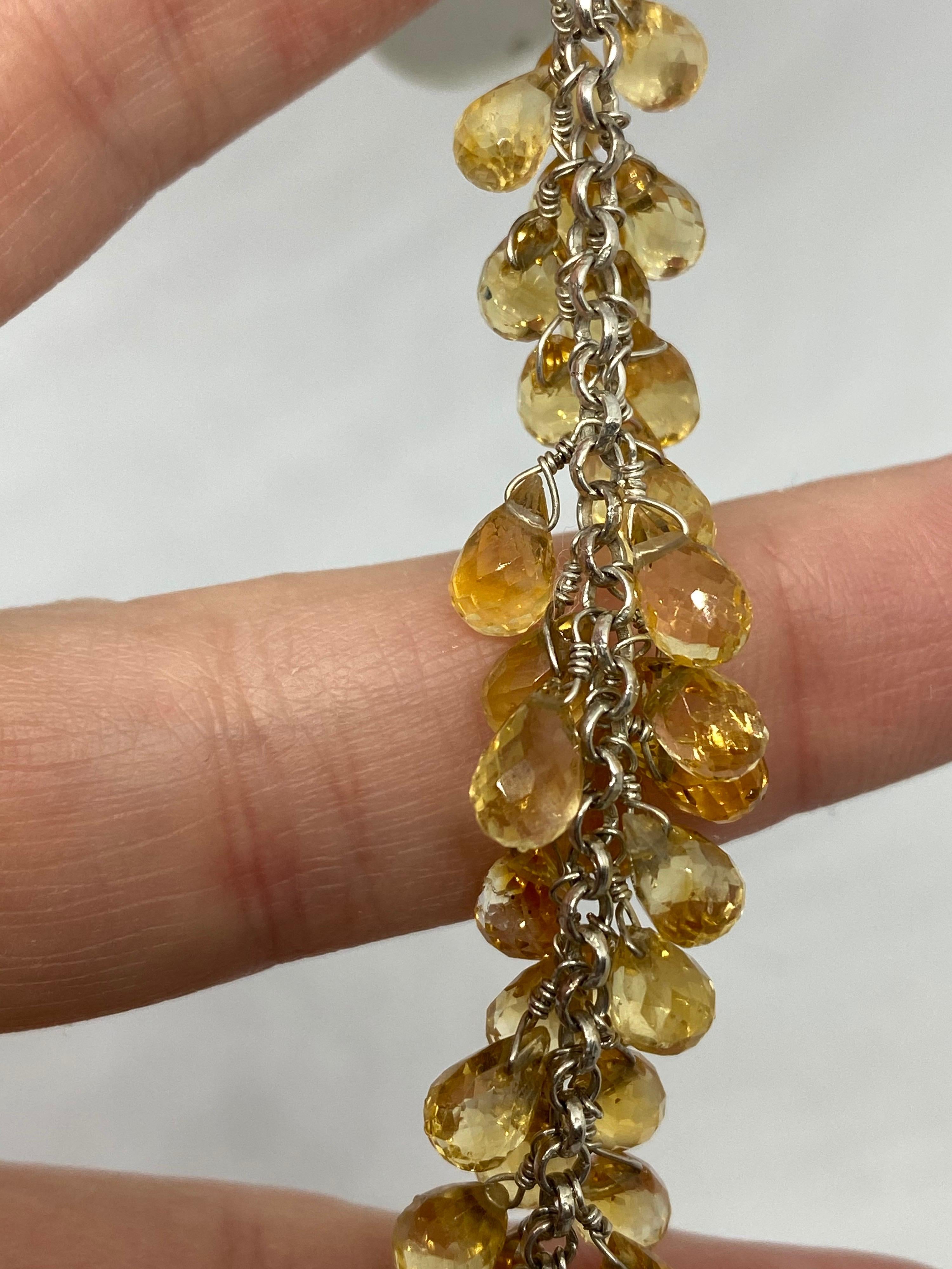 Citrine Oval and Briolette Bracelet in Sterling Silver In New Condition For Sale In New York, NY