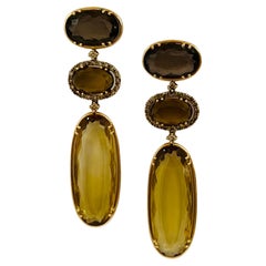 Citrine Oval Dangle Earrings in 18K Yellow Gold