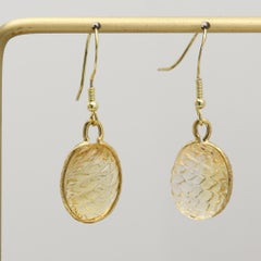 Ovale Citrin-Ohrringe 14 Karat Gelbgold über 925 Silber baumelnde Ohrringe