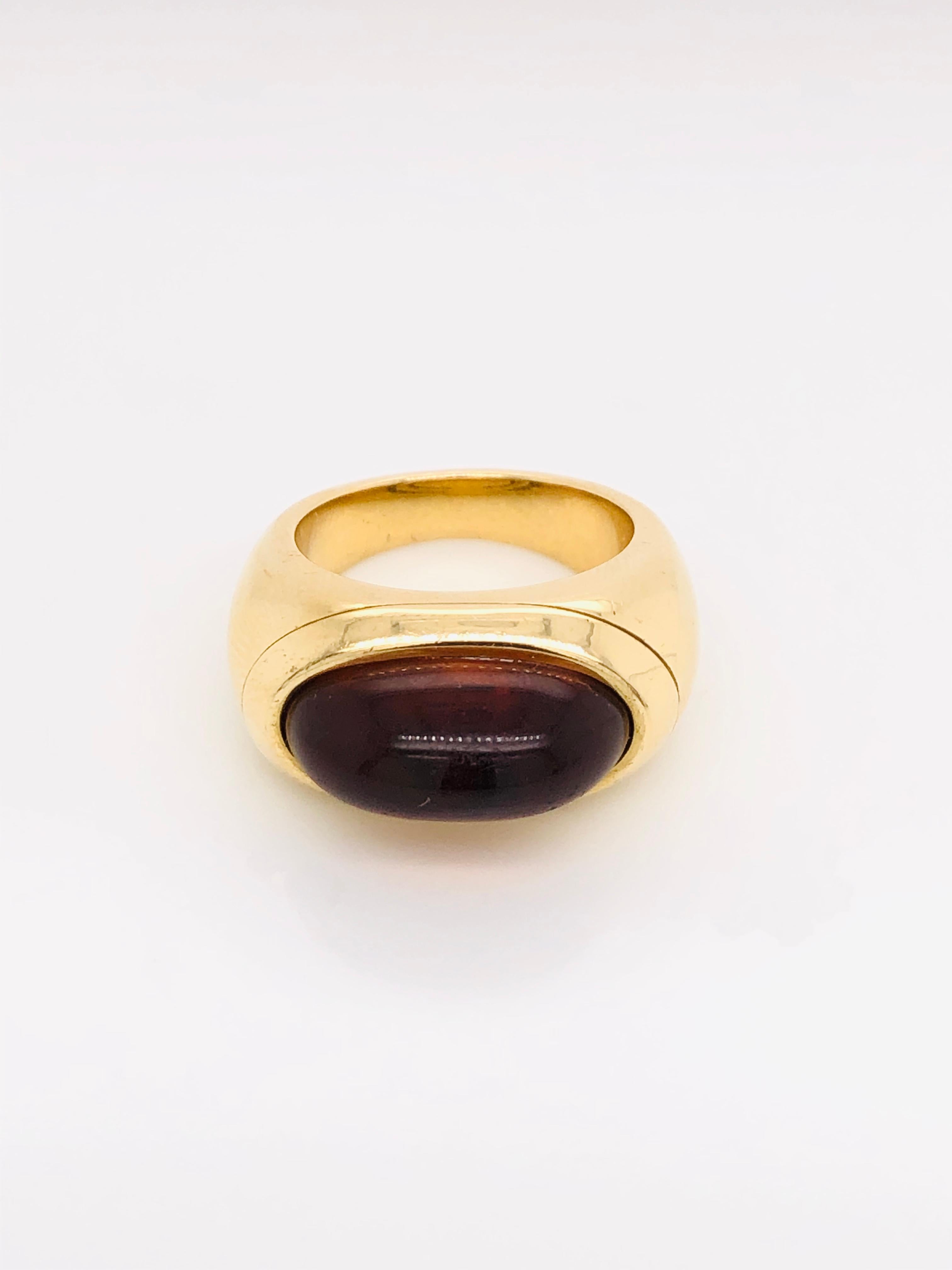 Citrin in ovaler Form auf Gelbgoldring, circa 1990er Jahre (Ovalschliff)