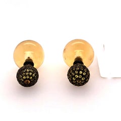 Citrine & Sapphire With Pave Diamond Ball Tunnel Earrings Made in Gold & Silver