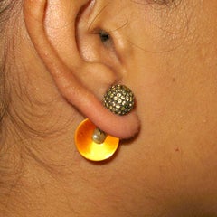 Citrine & Pave Sapphire & Diamond Ball Tunnel Earrings Made in 14k Gold & Silver