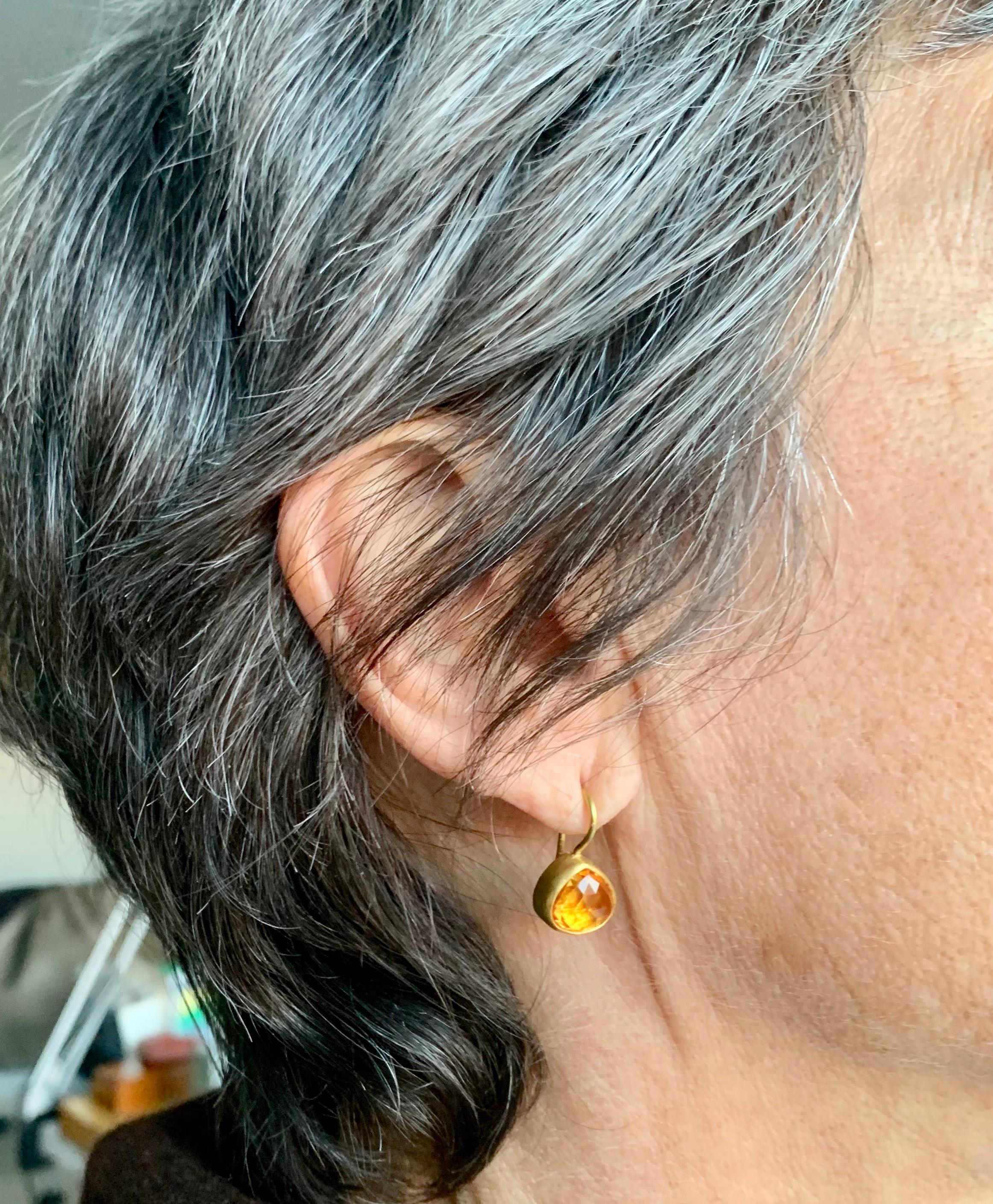 Citrine Pear Shape Drop Earrings in 22 Karat Gold 1