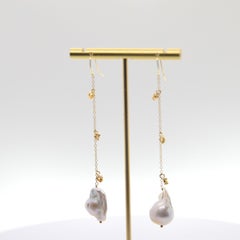 Citrine Pearl Drop Chain Earring