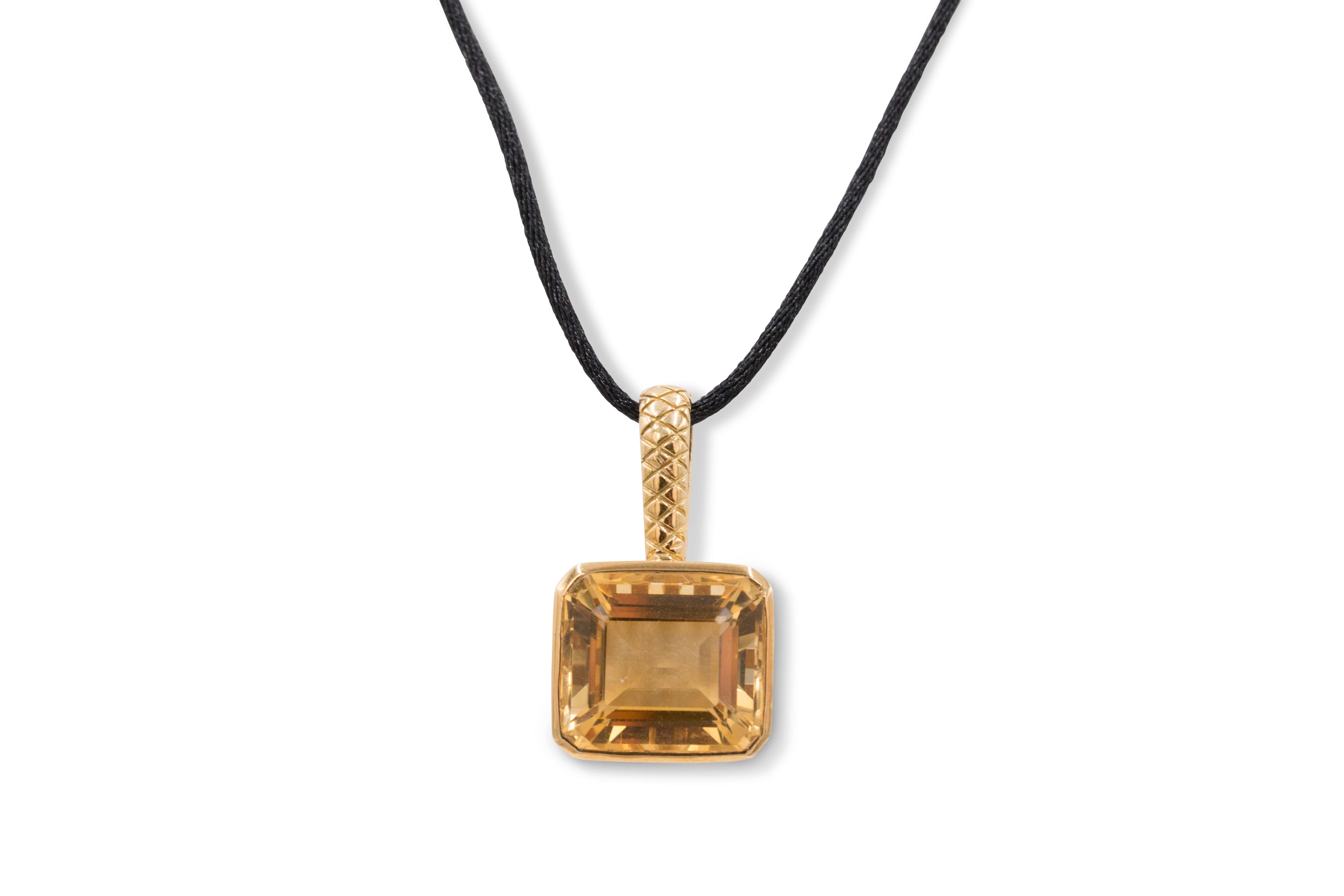 Uncut Citrine Pendant Necklace