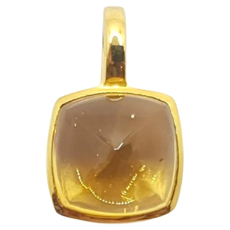 Citrine Pendant Set in 18 Karat Gold Settings For Sale