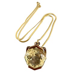 Citrin-Anhänger mit 14 Karat Gelbgold Schlangenkette