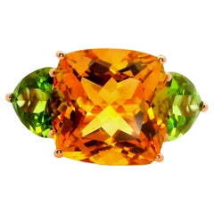 Citrine Peridot 14K Gold Three-Stone Ring