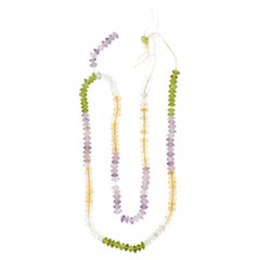 Citrine Peridot Amethyst Stone Cuboid Beaded Necklace