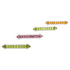 Citrine, Peridot, Pink Tourmaline, and White Diamond Arrow Pins in 18K