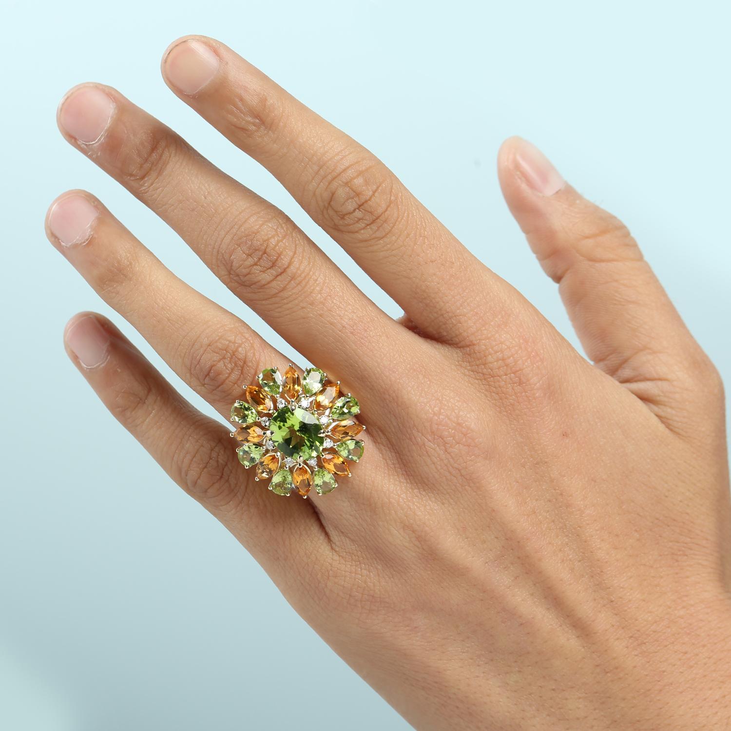14KT:7.023g,D:0.17ct, Citr:2.80ct,Peri:6.35ct, EU-54