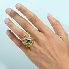 Citrine & Peridot Ring Accented With Diamonds Made In 14k Yellow Gold