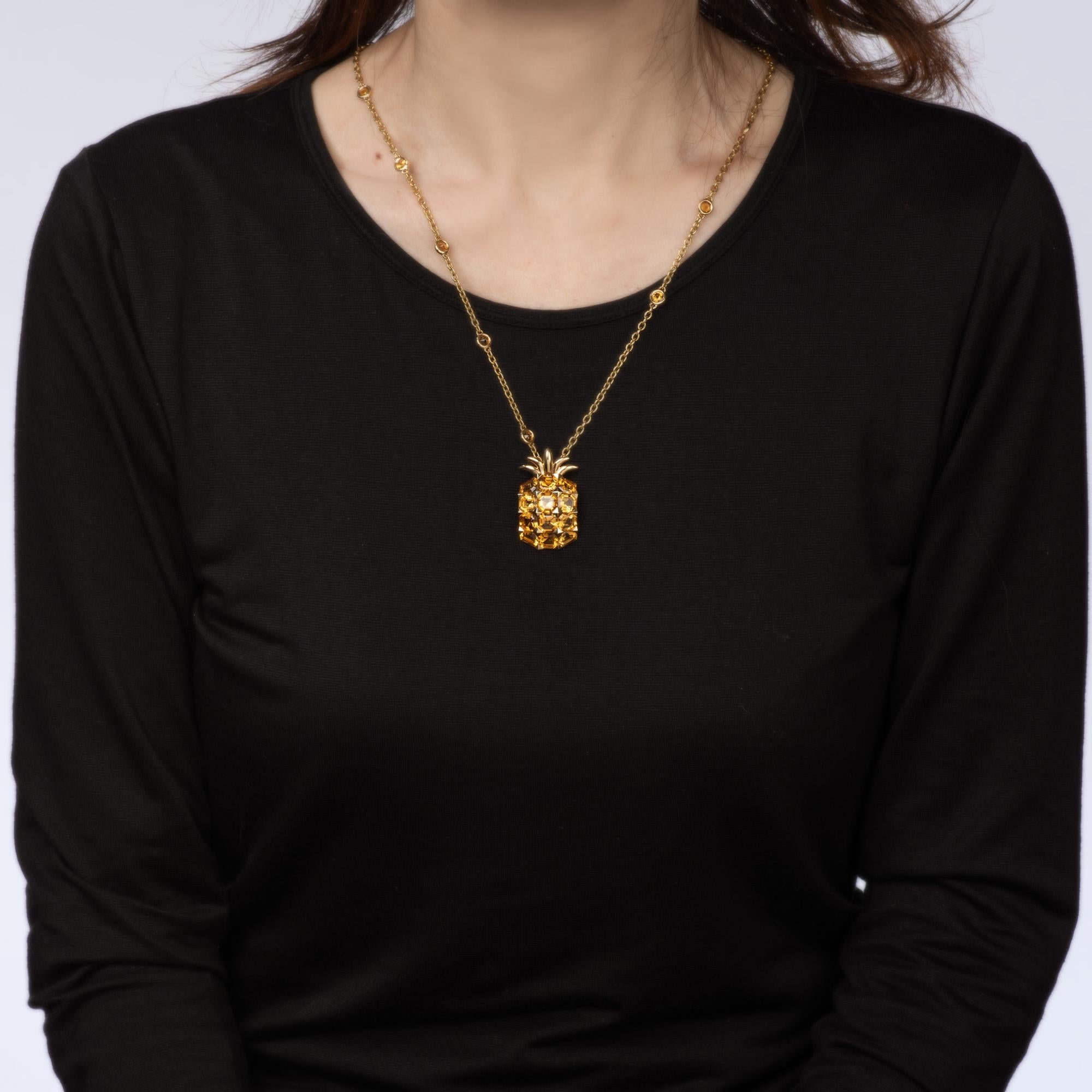 Citrino Piña Collar Estate 18k Oro Amarillo 22