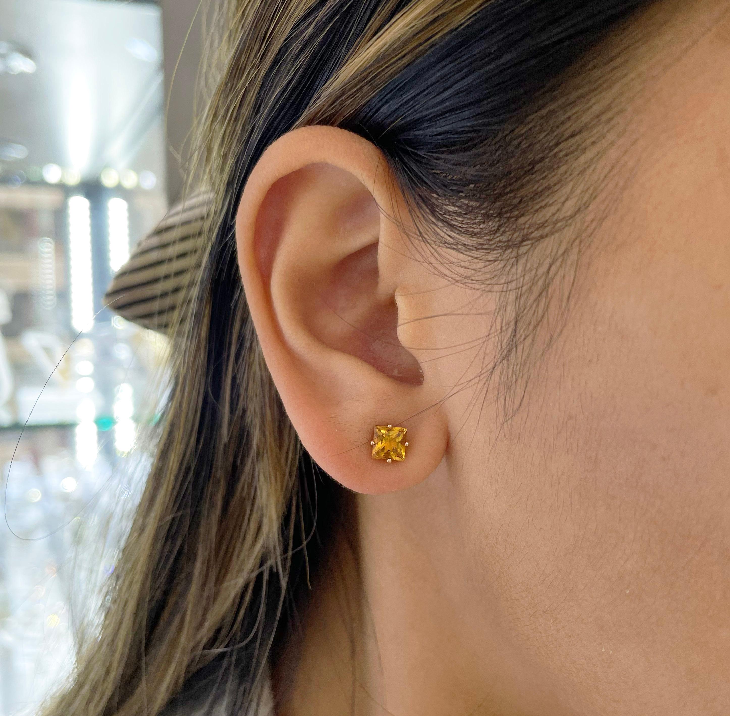 square citrine earrings