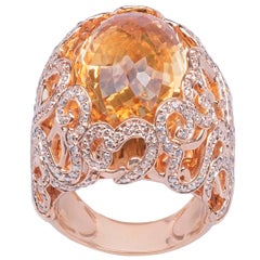 Citrine Quartz 18k Rose Gold Dome Ring
