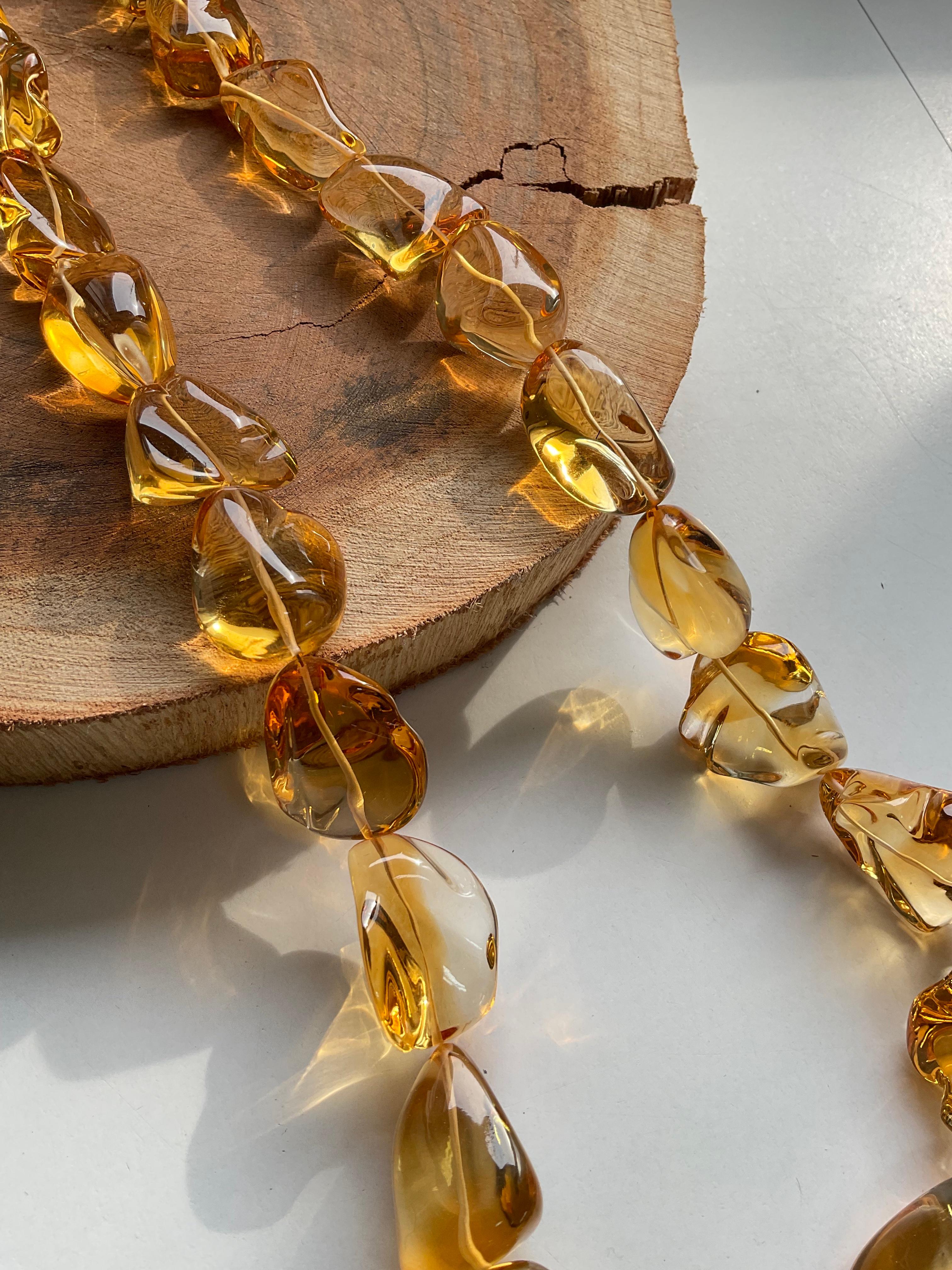 Citrine Quartz Beaded Jewelry Necklace Gem Quality In New Condition For Sale In Jaipur, RJ
