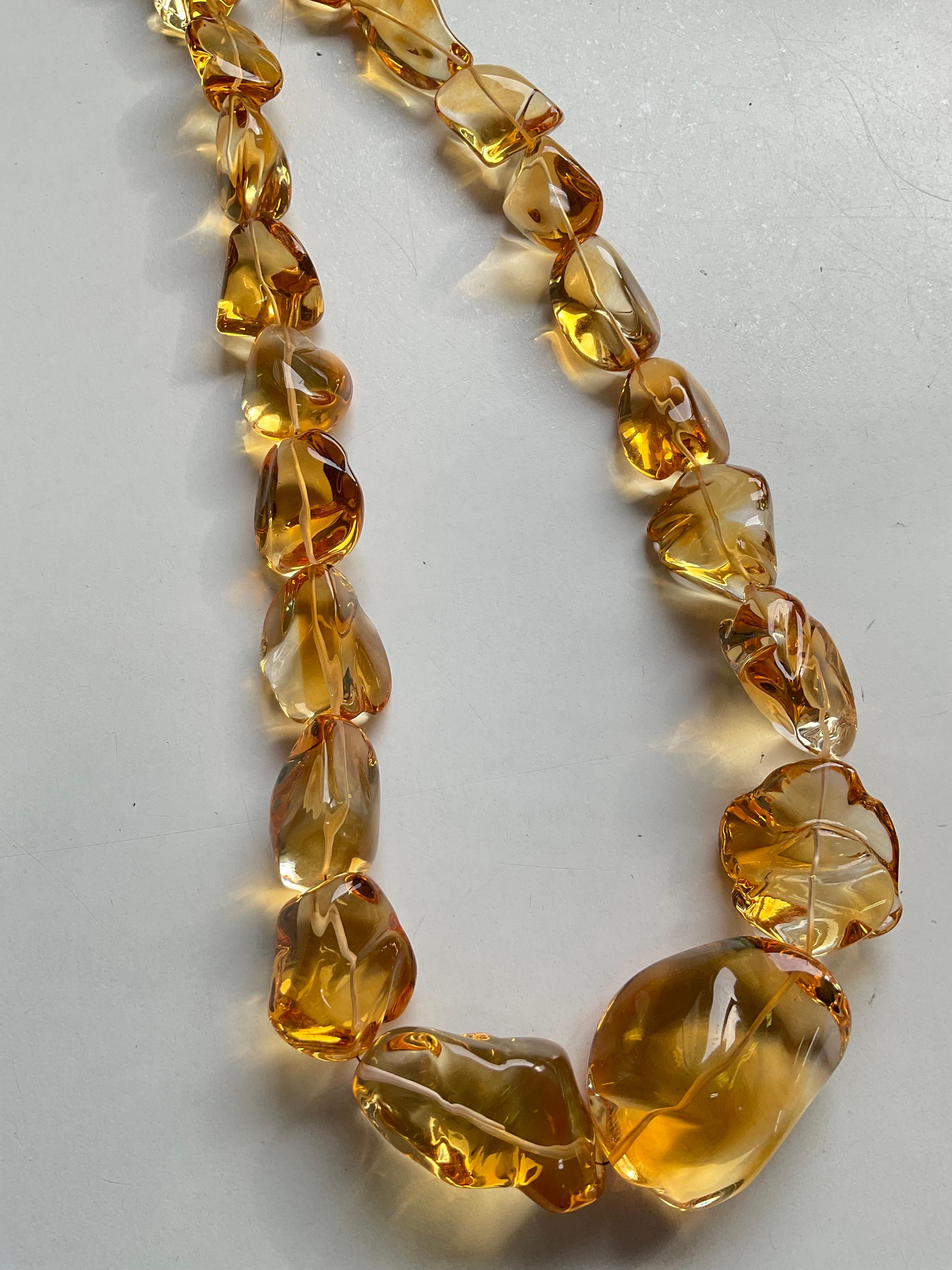 Citrine Quartz Beaded Jewelry Necklace Gem Quality For Sale 1