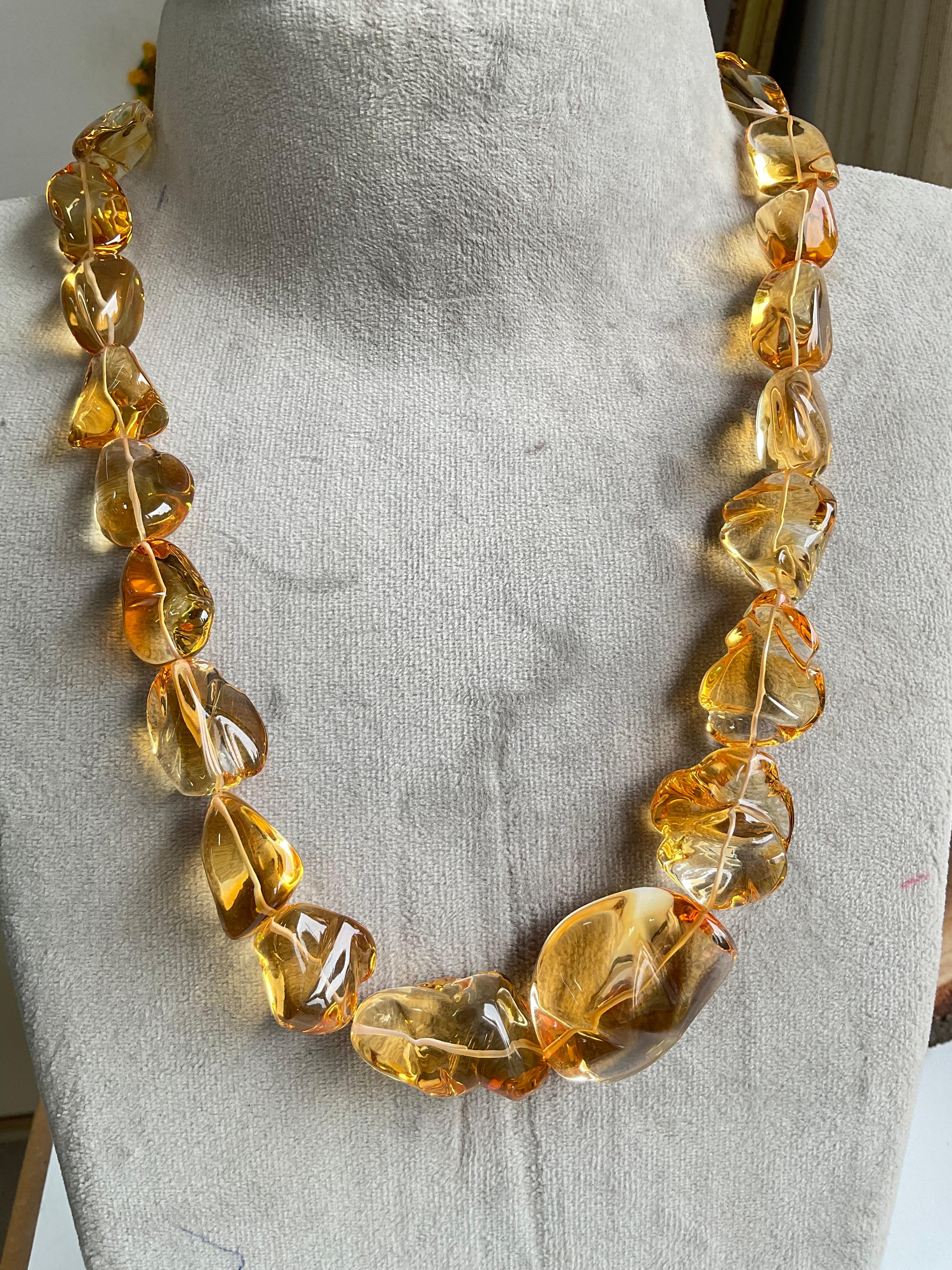 Citrine Quartz Beaded Jewelry Necklace Gem Quality For Sale 2
