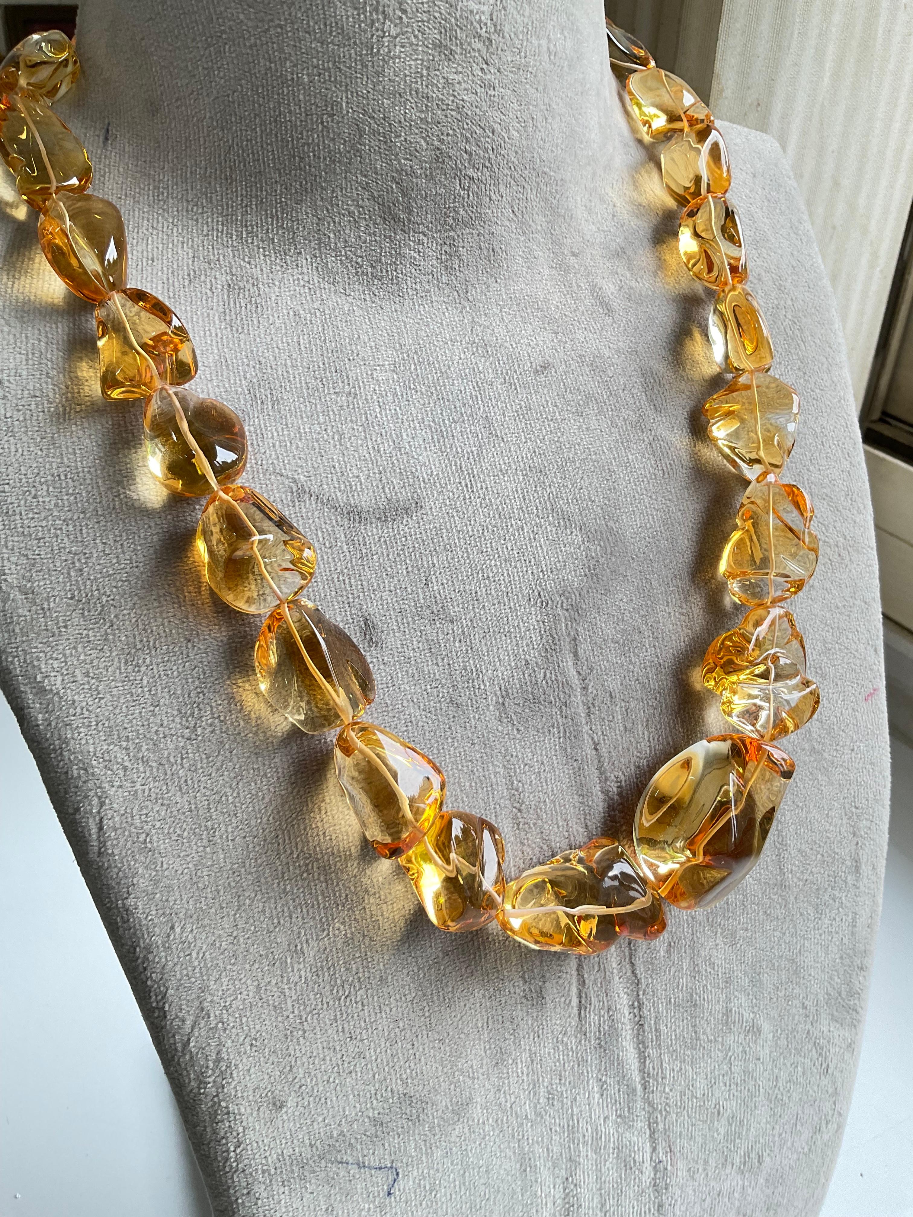 Citrine Quartz Beaded Jewelry Necklace Gem Quality For Sale 3