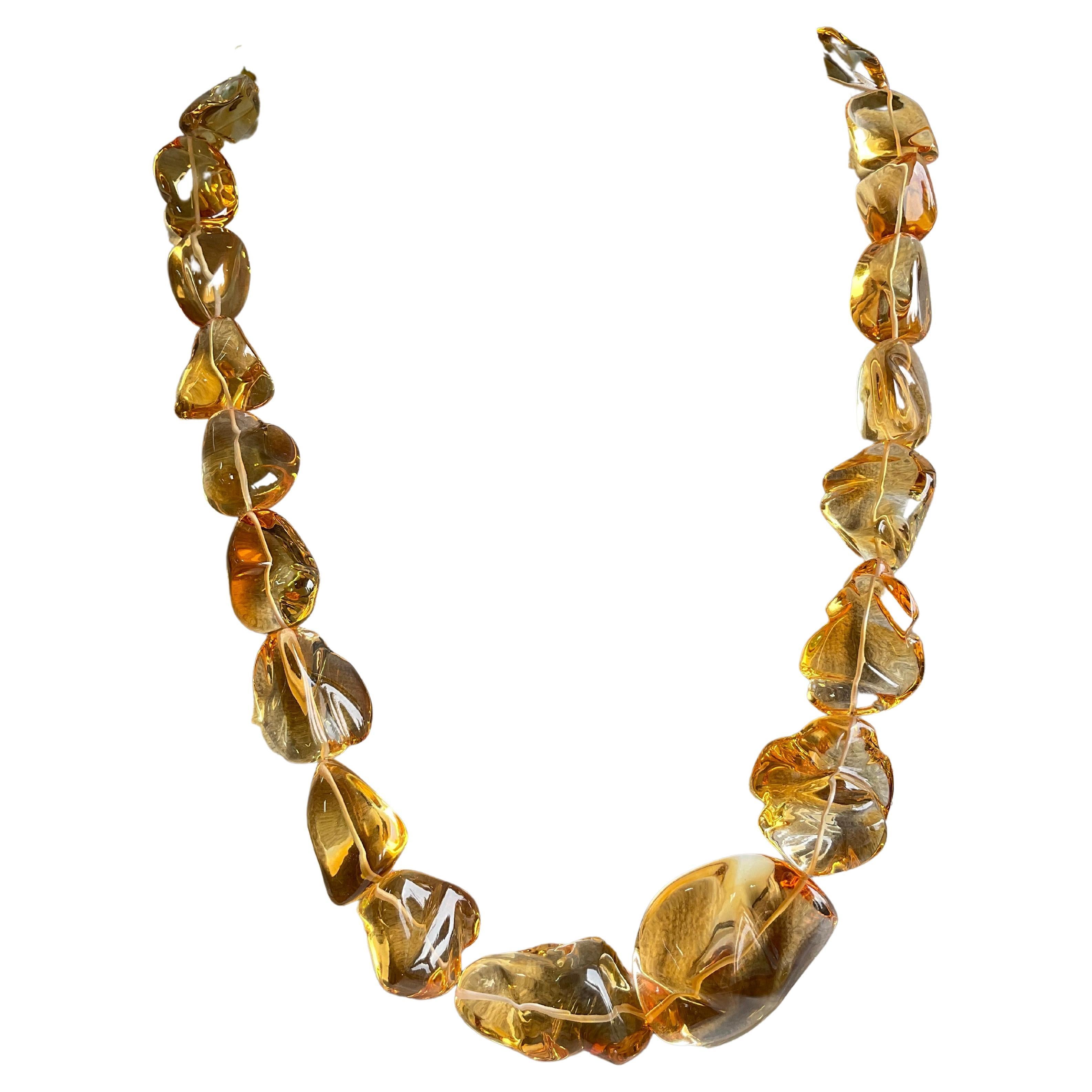 Citrine Quartz Beaded Jewelry Necklace Gem Quality For Sale
