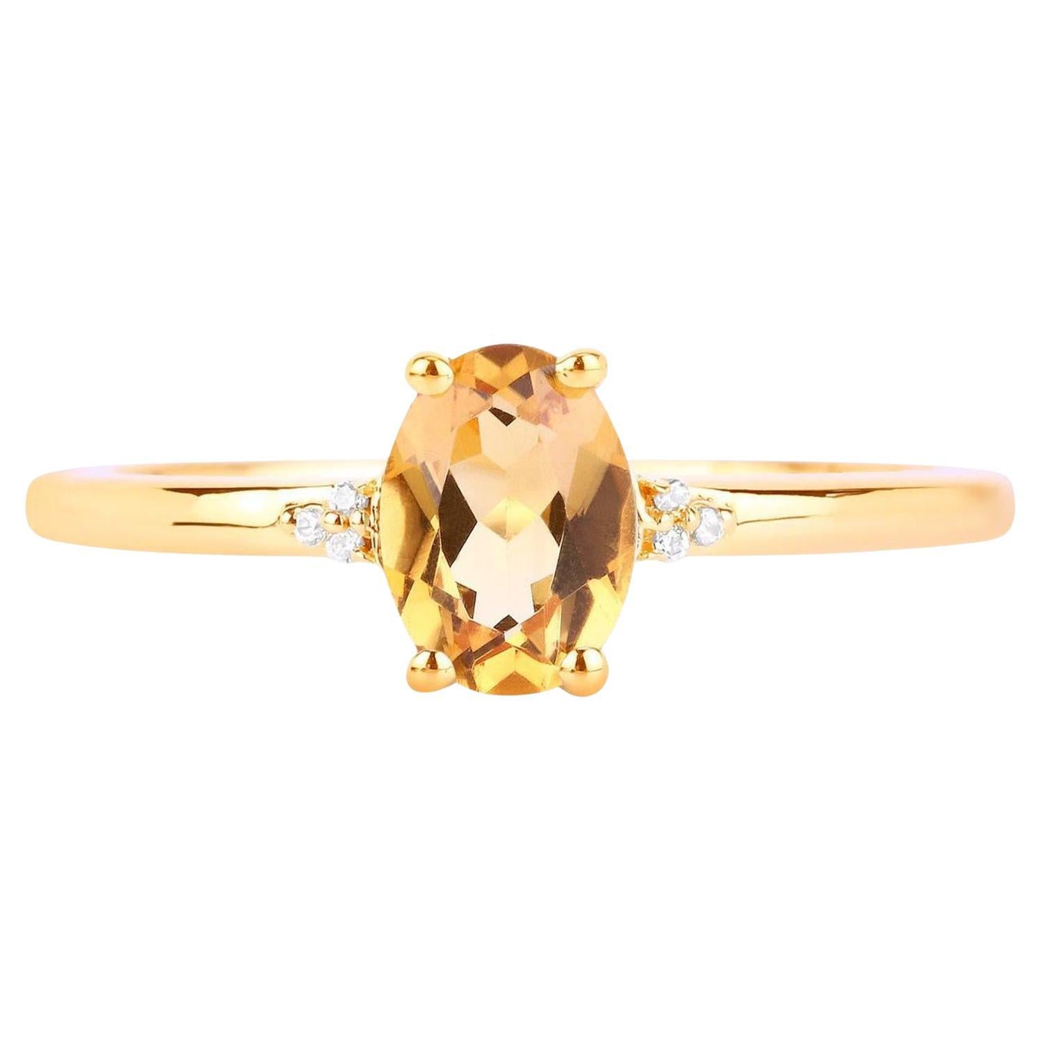 Citrine Ring Diamonds 10K Yellow Gold
