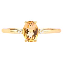 Citrine Ring Diamonds 10K Yellow Gold