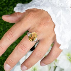 Bague Citrine Diamants 4.53 Carats Argent Sterling