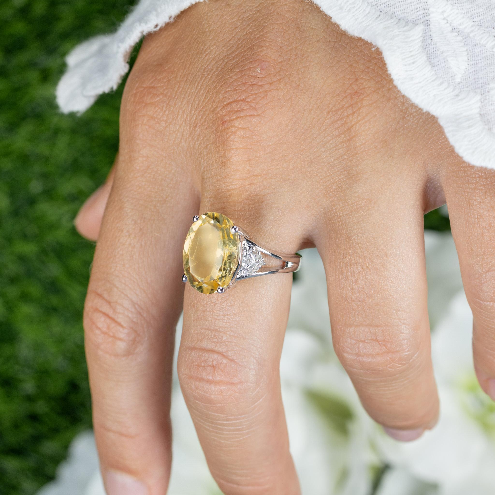 Anello Citrino Diamanti 4,53 Carati A. Silver In condizioni ottime in vendita a Aliso Viejo, CA