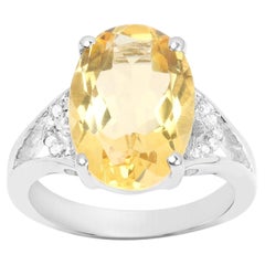 Citrine Ring Diamonds 4.53 Carats Sterling Silver