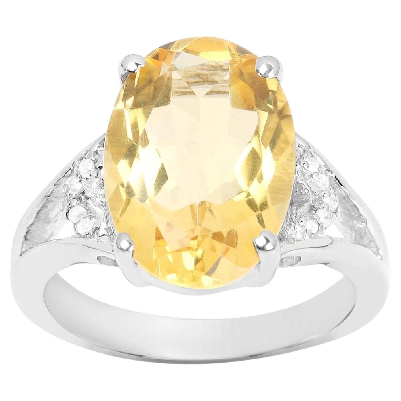 Citrin Ring Diamanten 4,53 Karat Sterling Silber