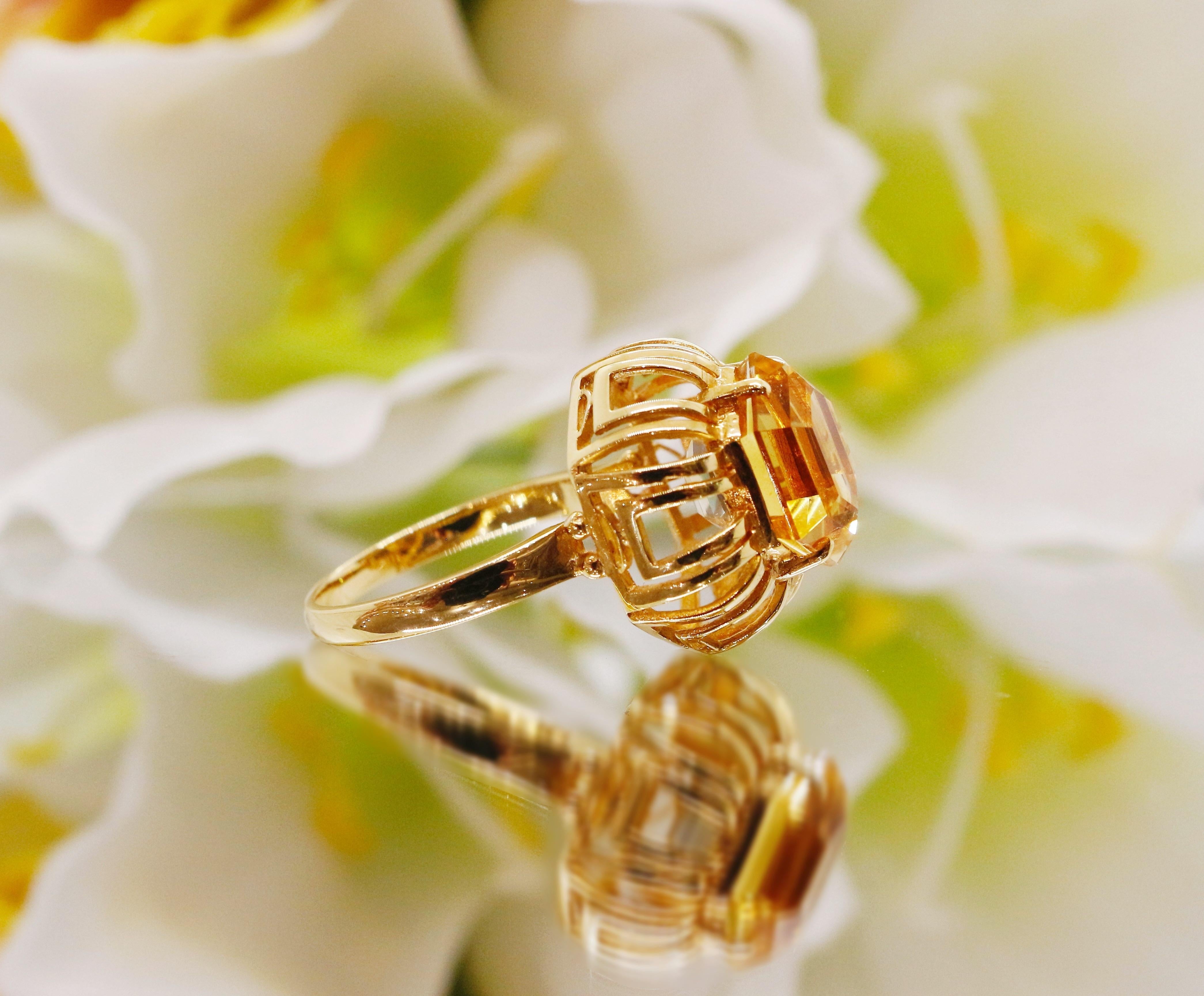 Women's Citrine Ring Etsy 18 Karat Solid Gold For Sale