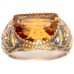 Citrine Ring in 18 Karat Gold and Sterling Silver