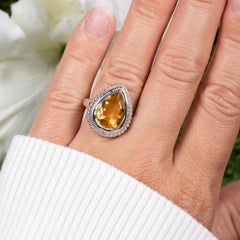Citrin Ring Birnenschliff 4,38 Karat Sterling Silber