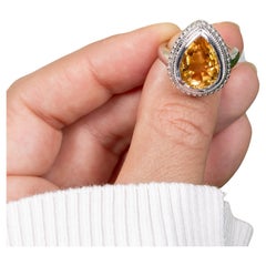 Anello Citrino Taglio Pera 4,38 Carati A. Silver