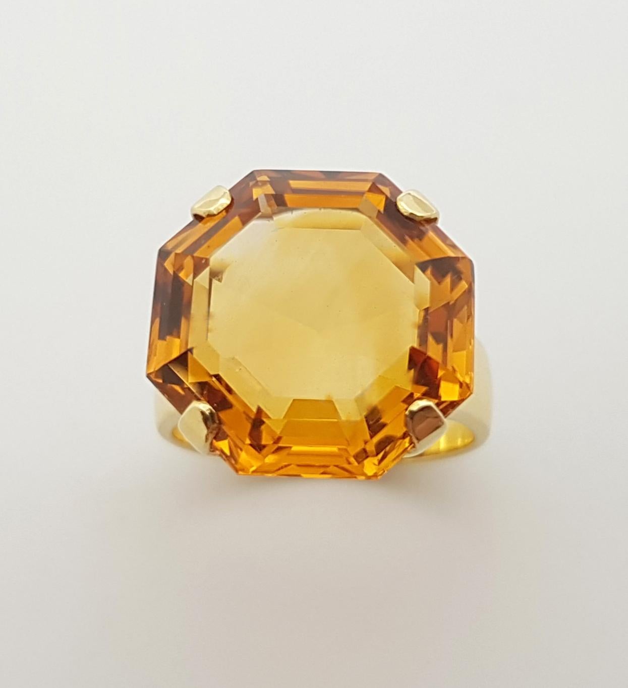 Citrin-Ring in 14 Karat Gold gefasst im Angebot 5