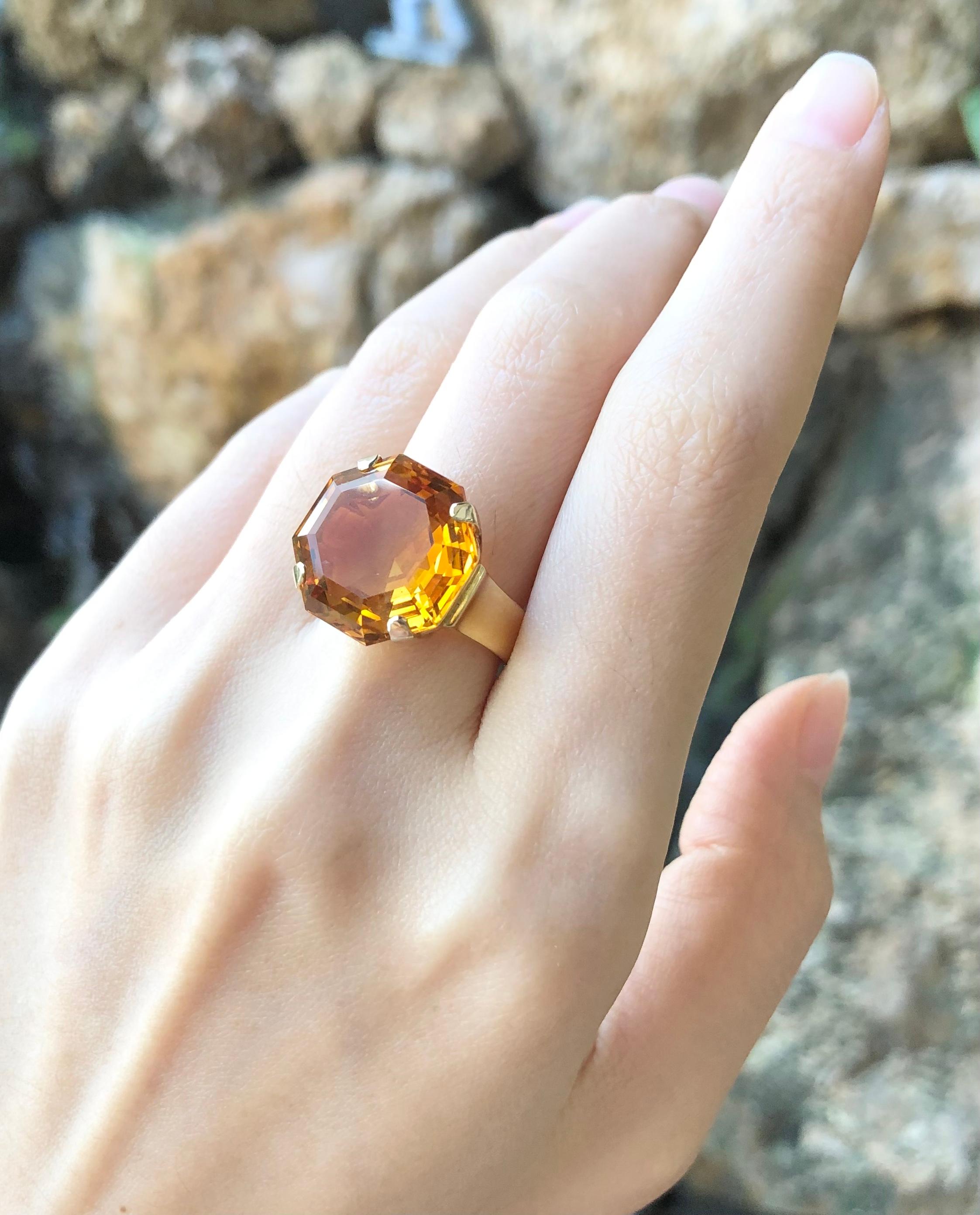 Citrin-Ring in 14 Karat Gold gefasst im Angebot 1