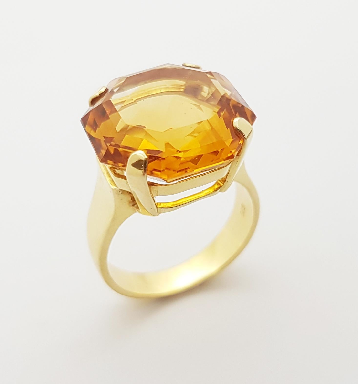 Citrin-Ring in 14 Karat Gold gefasst im Angebot 2