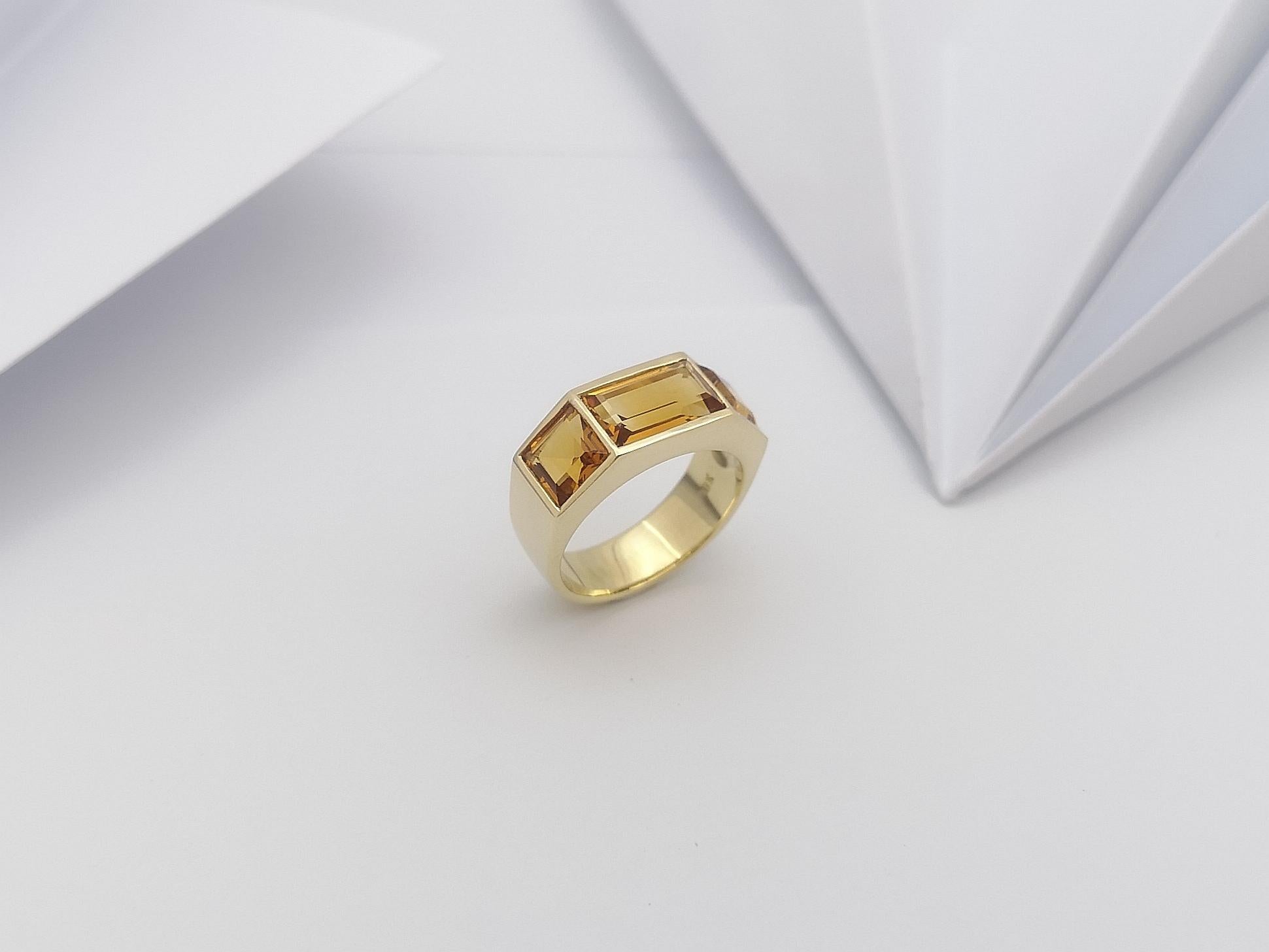 Citrine Ring Set in 18 Karat Gold Settings For Sale 6