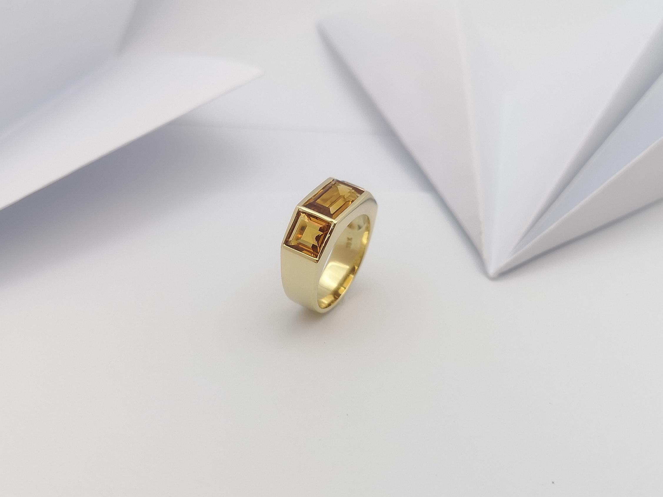 Citrine Ring Set in 18 Karat Gold Settings For Sale 7