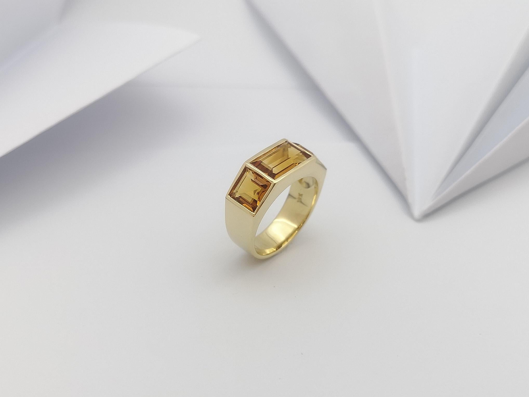 Citrine Ring Set in 18 Karat Gold Settings For Sale 8