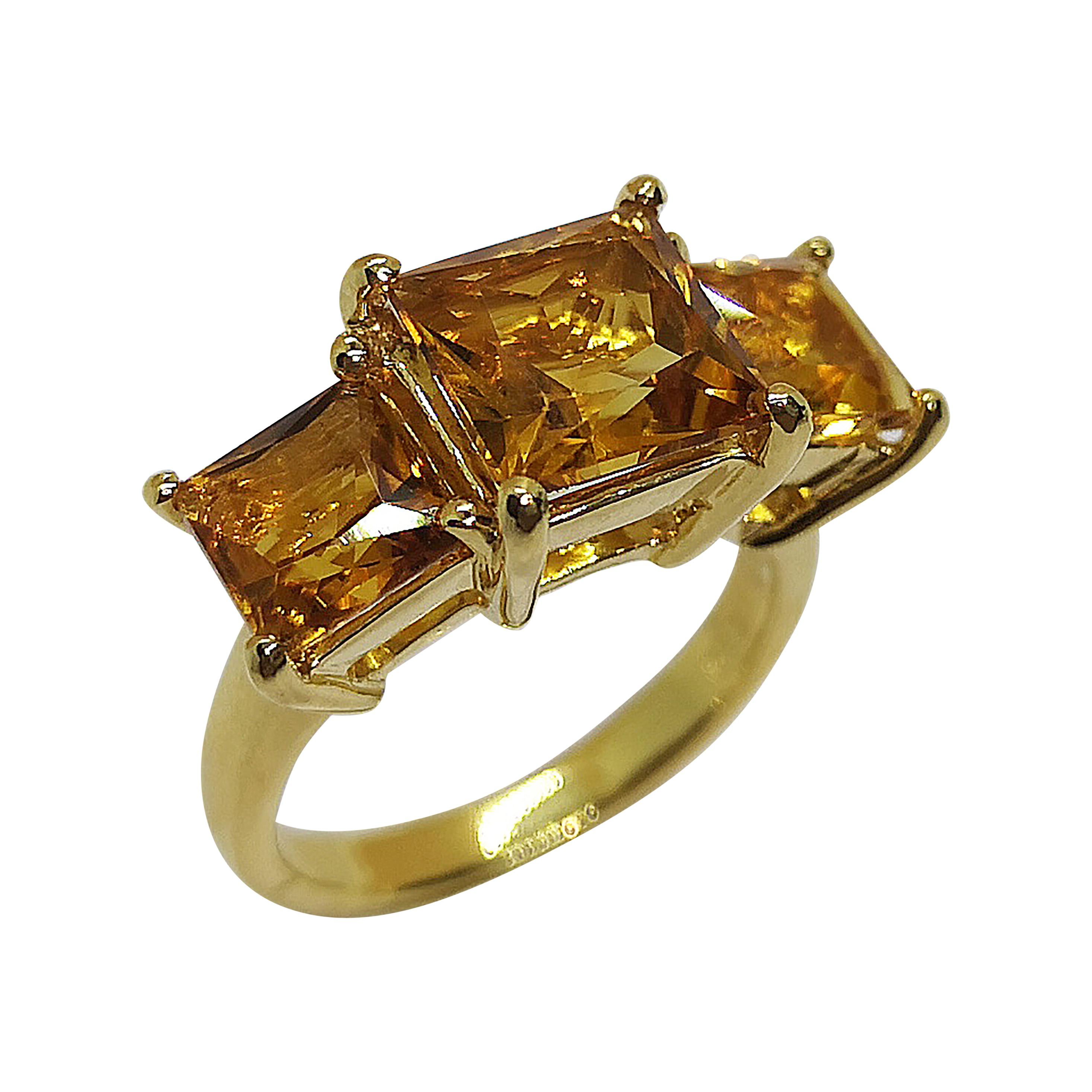 Citrine Ring Set in 18 Karat Gold Settings