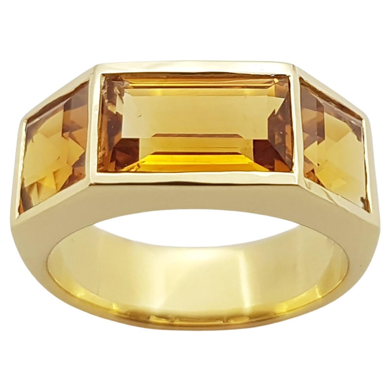 Citrine Ring Set in 18 Karat Gold Settings For Sale